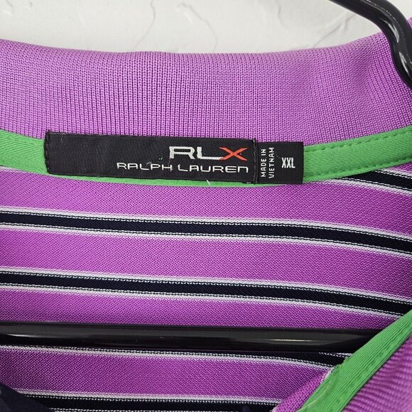 RLX Ralph Lauren Golf Polo Dry Fit Striped Club Shirt Mens SZ XXL Purple - Picture 3 of 9